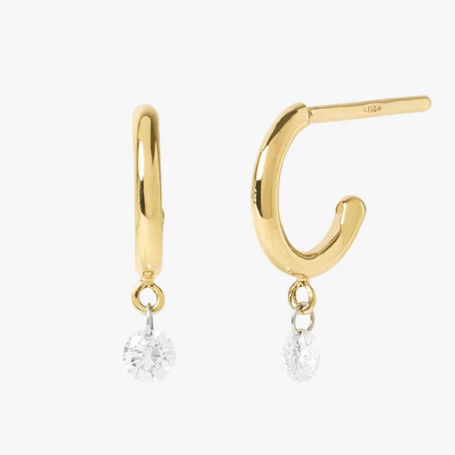 The Alkemistry Aria - 18Ct Gold, 0.08Ct Drilled Diamond Hoop Earrings (Pair) Shop