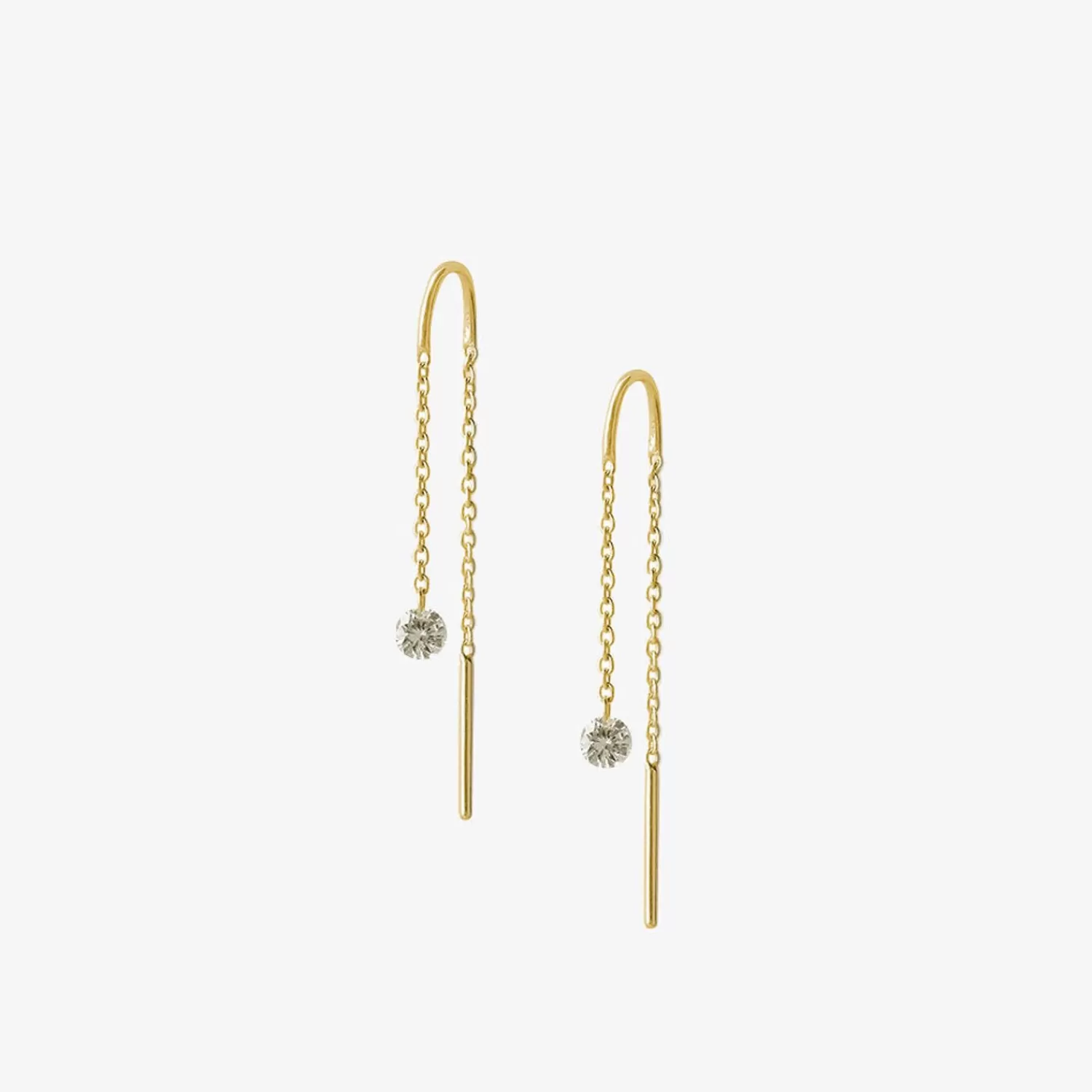 The Alkemistry Aria - 18Ct Gold, 0.08Ct Drilled Diamond Threader Earrings (Pair) Online