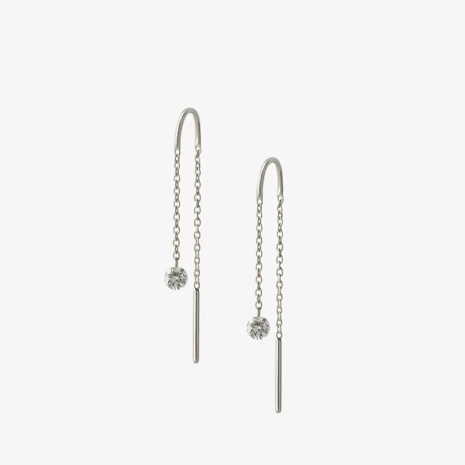 The Alkemistry Aria - 18Ct Gold, 0.08Ct Drilled Diamond Threader Earrings (Pair) Online