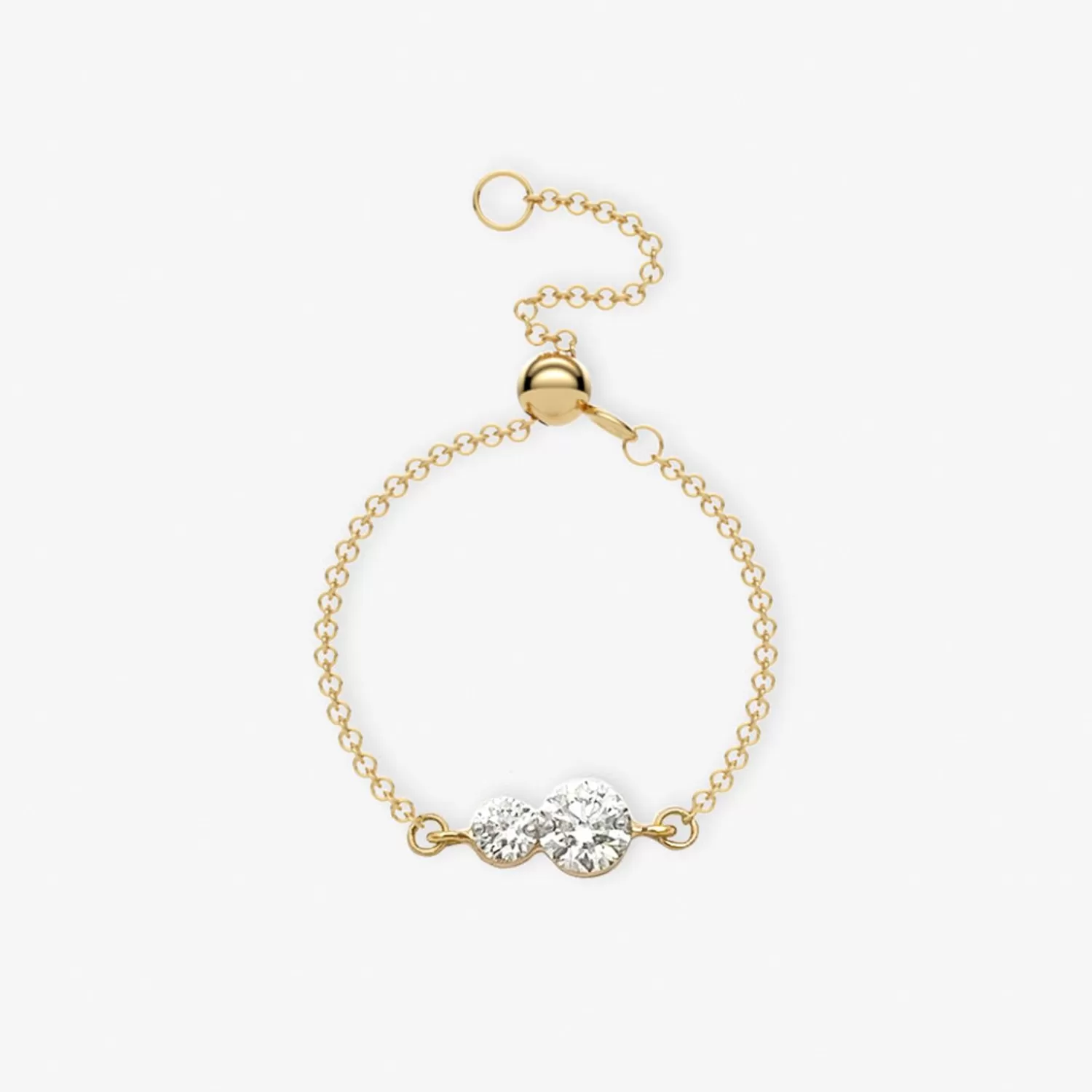 The Alkemistry Aria - 18Ct Gold, Double Diamond Adjustable Chain Ring Online