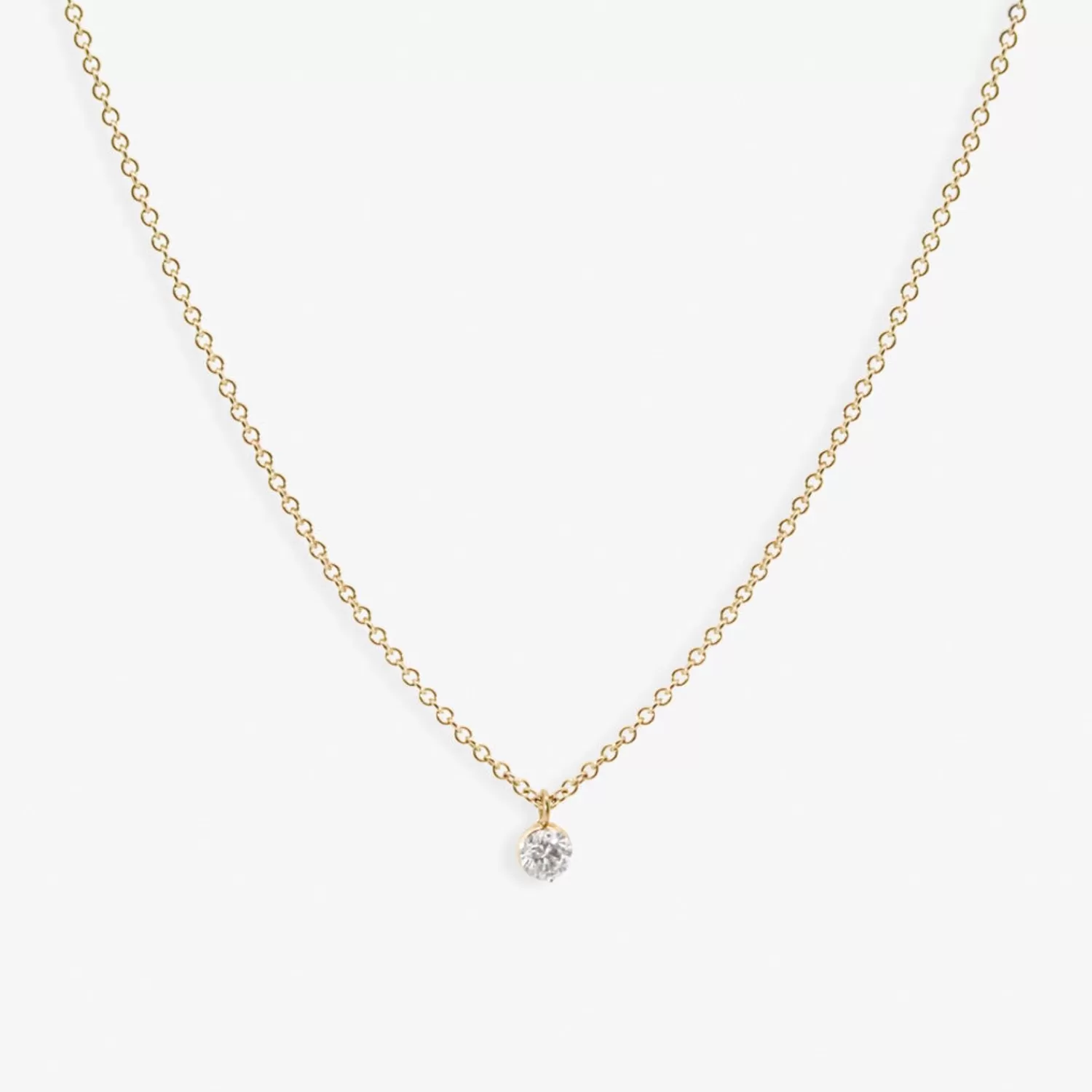 The Alkemistry Aria - 18Ct Gold, Invisible Setting 0.08Ct Drilled Diamond Necklace New