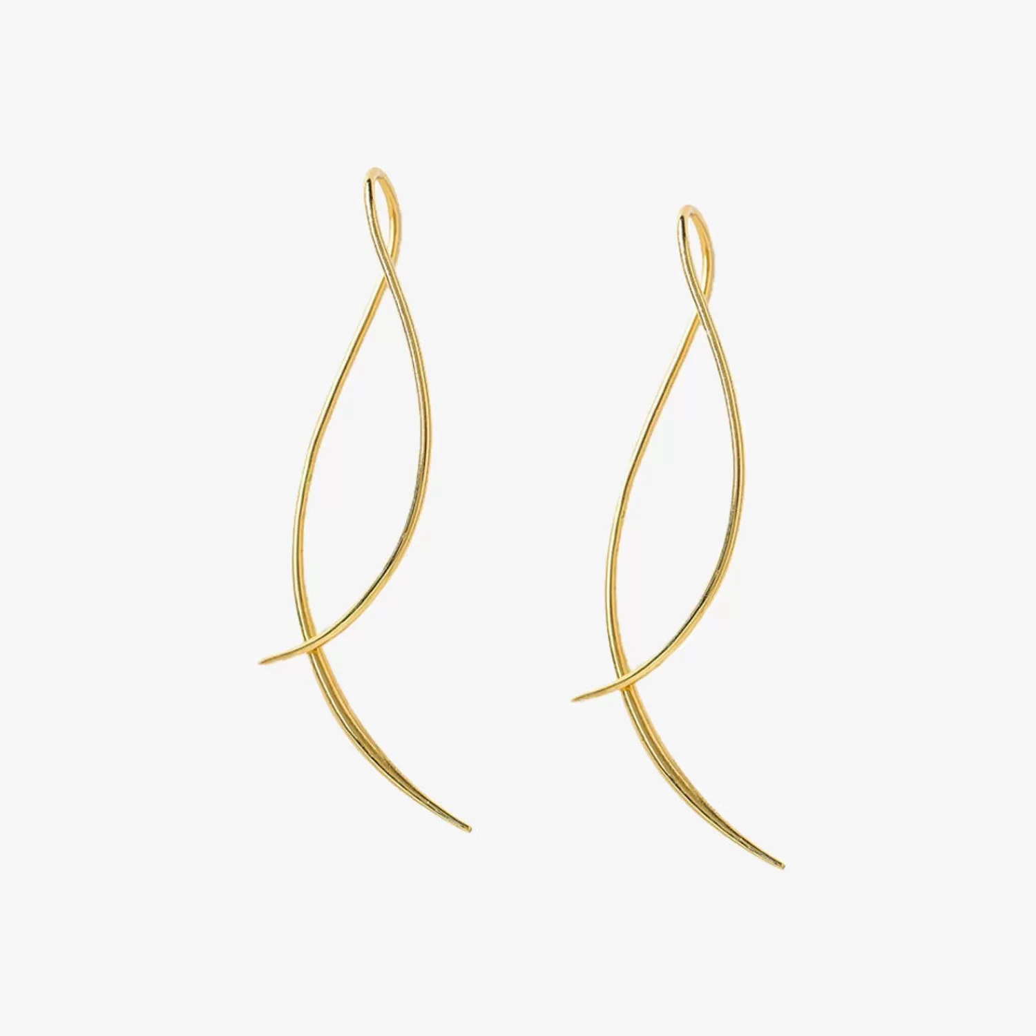 The Alkemistry Aria - 18Ct Gold, Large Wave Threader Earrings (Pair) Flash Sale