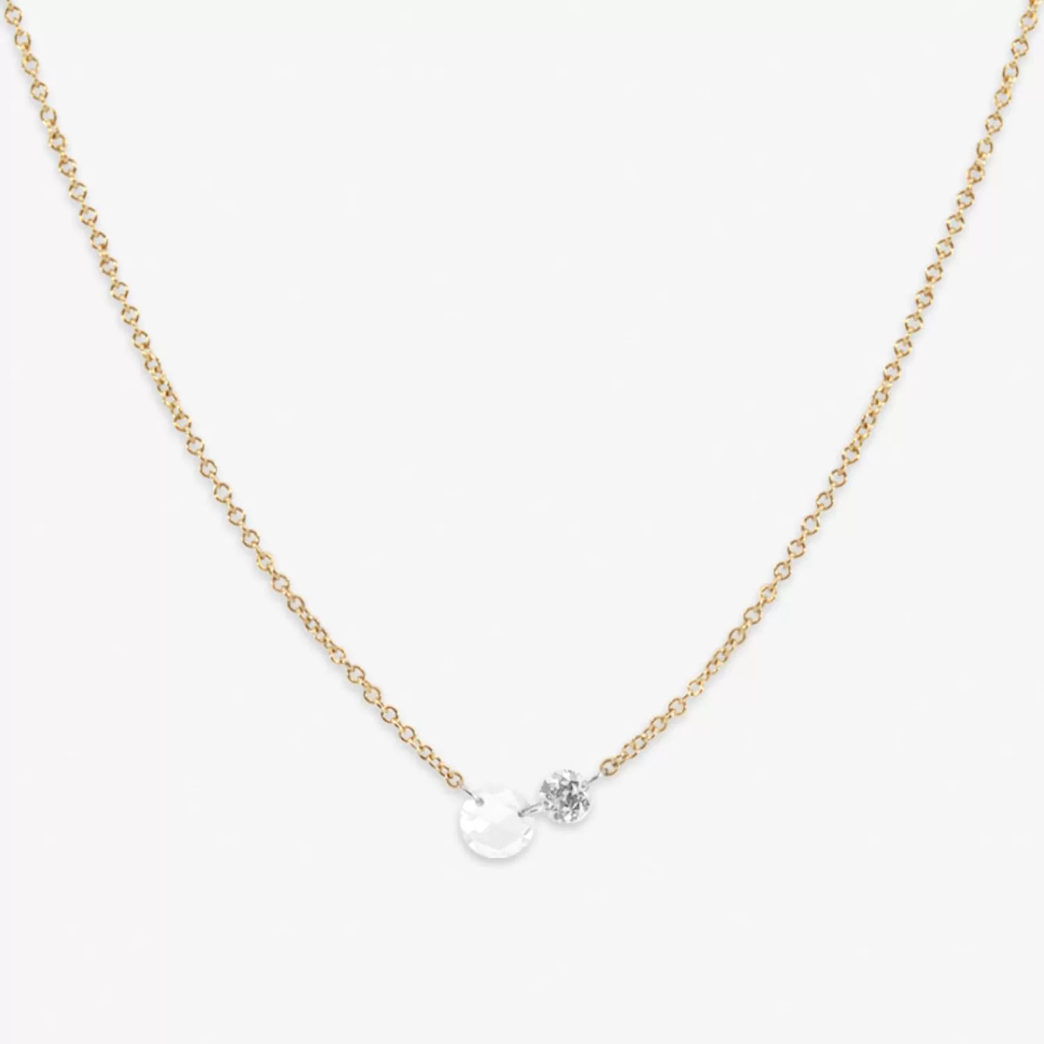 The Alkemistry Aria - 18Ct Gold, Rose & Brilliant Cut Double Diamond Necklace Cheap