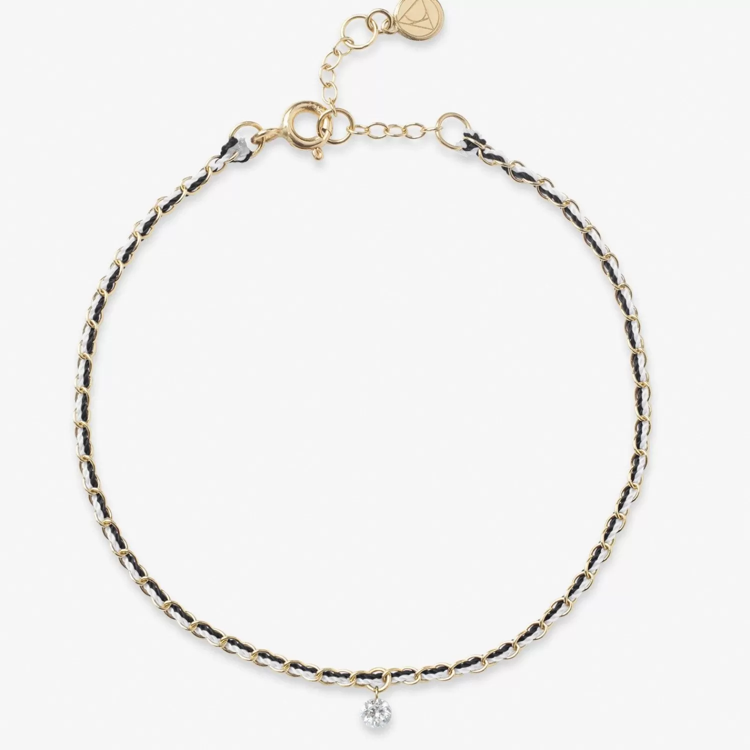 The Alkemistry Auric - 18Ct Gold, Black & White Woven Chain Diamond Bracelet Online