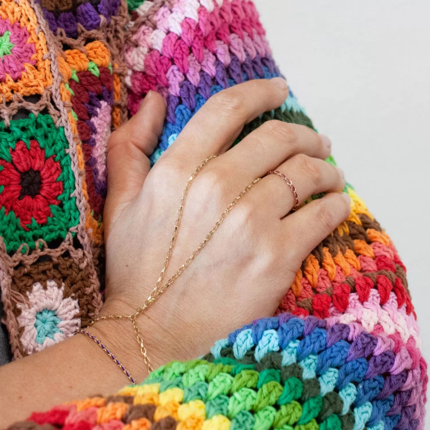 The Alkemistry Auric - 18Ct Gold, 'Love' Pink & Garnet Woven Chain Ring Flash Sale