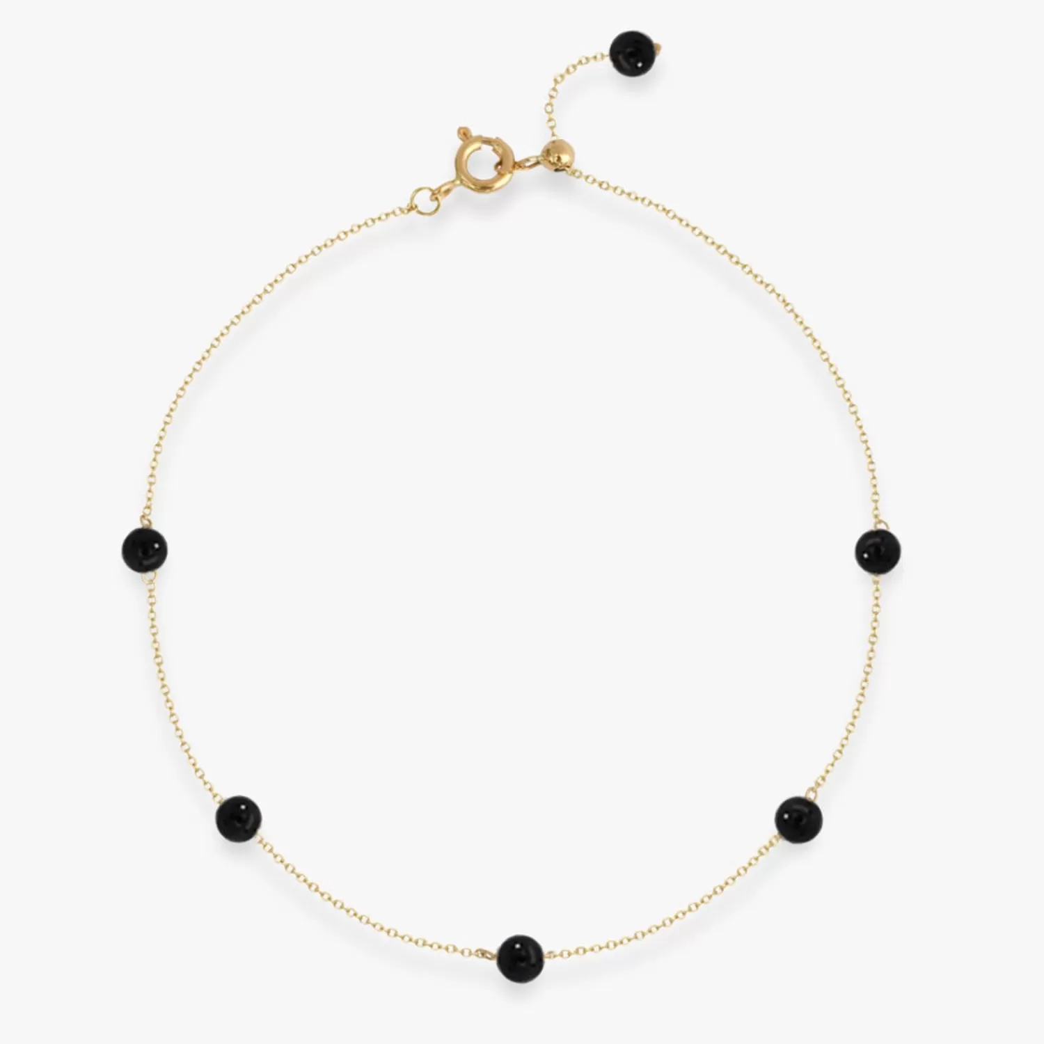 The Alkemistry Boba - 18Ct Gold, Black Onyx Bead And Chain Anklet Clearance