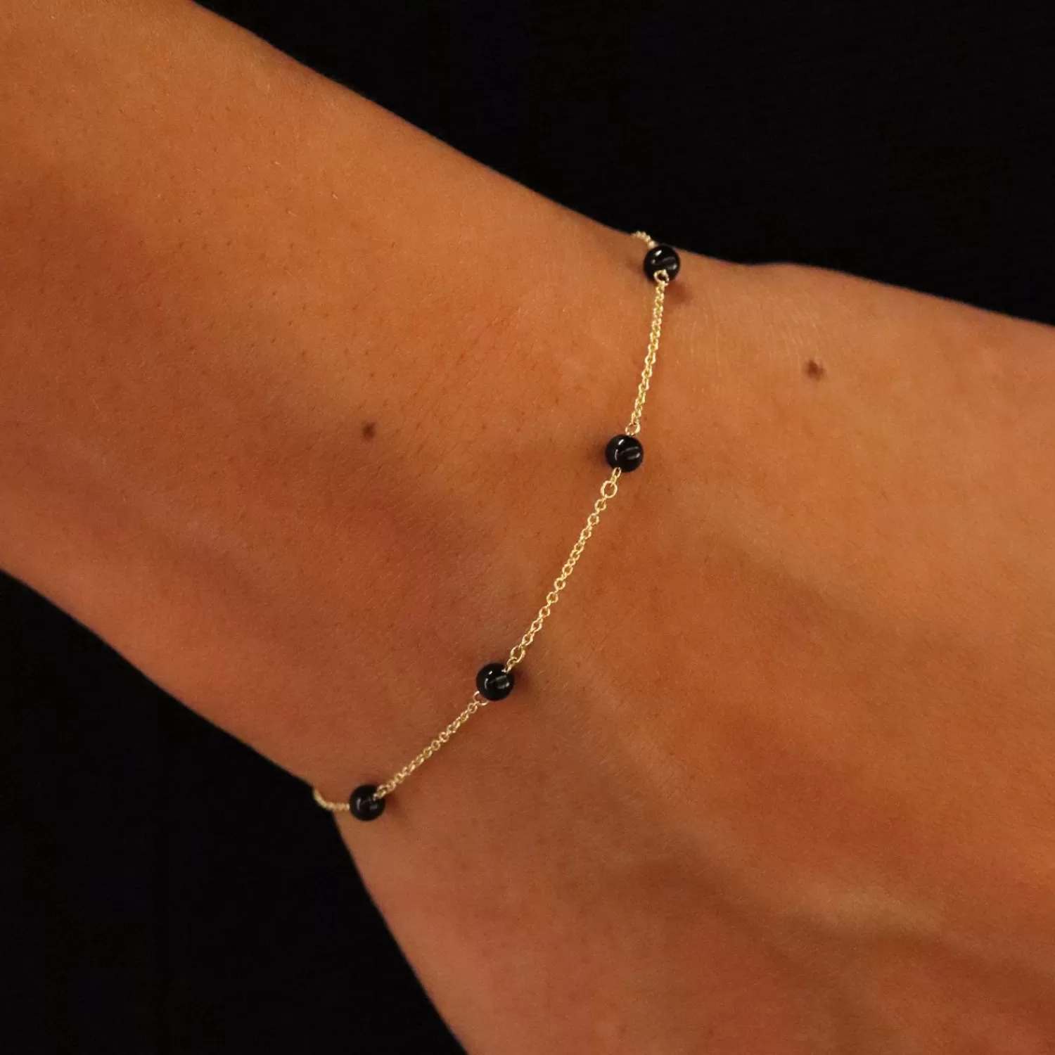 The Alkemistry Boba - 18Ct Gold, Black Onyx Bead And Chain Bracelet Discount