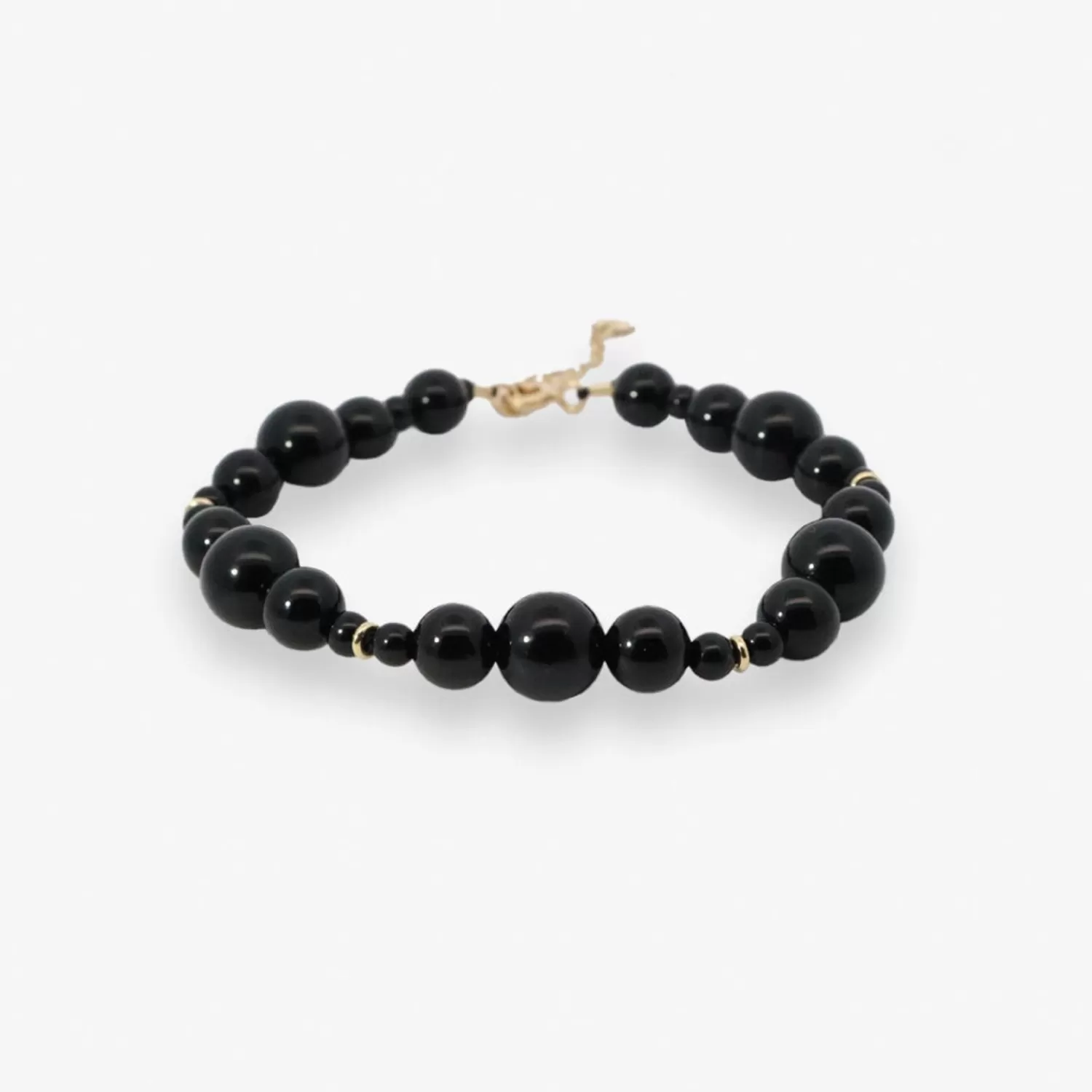 The Alkemistry Boba - 18Ct Gold, Black Onyx Bead Bubble Bracelet Cheap