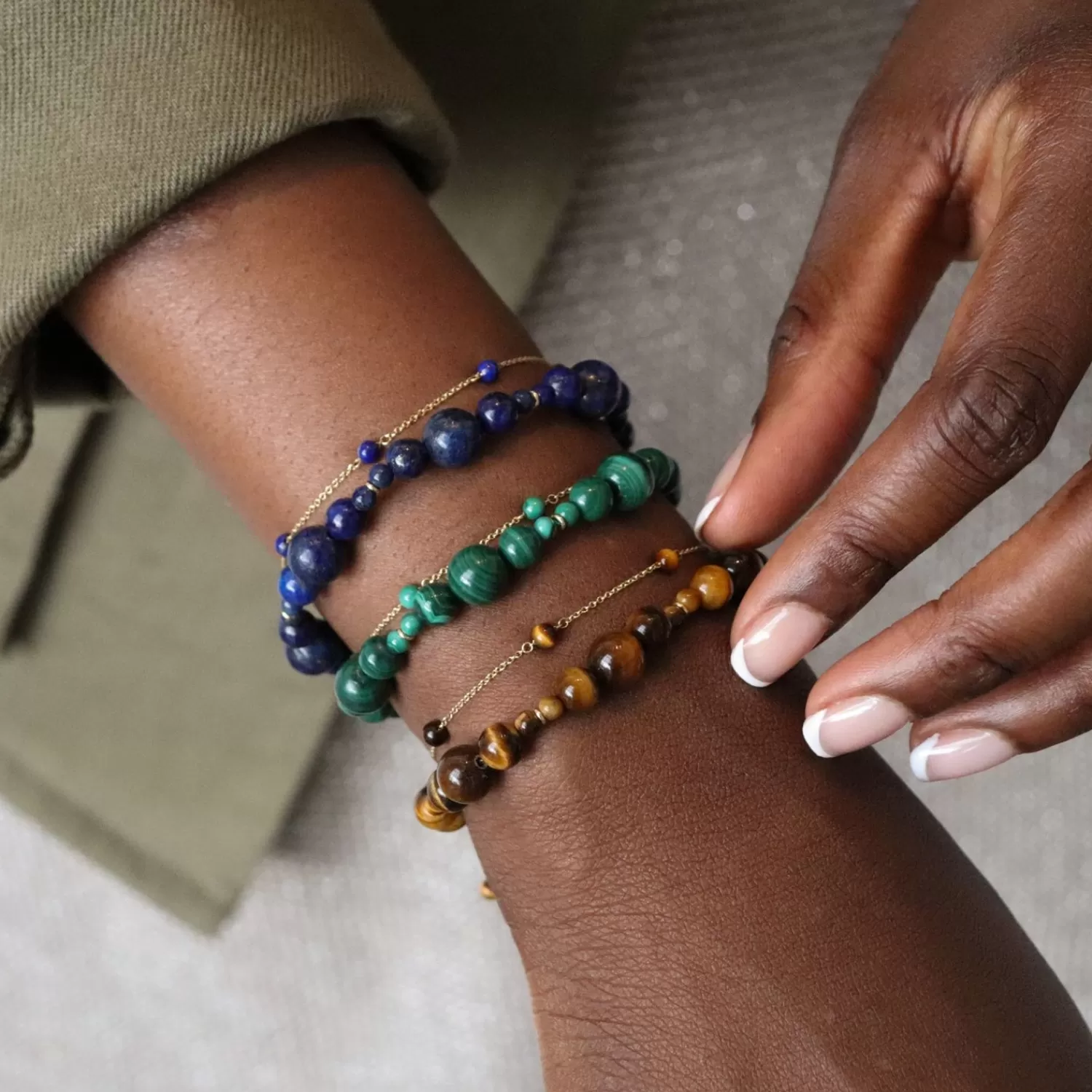 The Alkemistry Boba - 18Ct Gold, Lapis Bead And Chain Bracelet Clearance