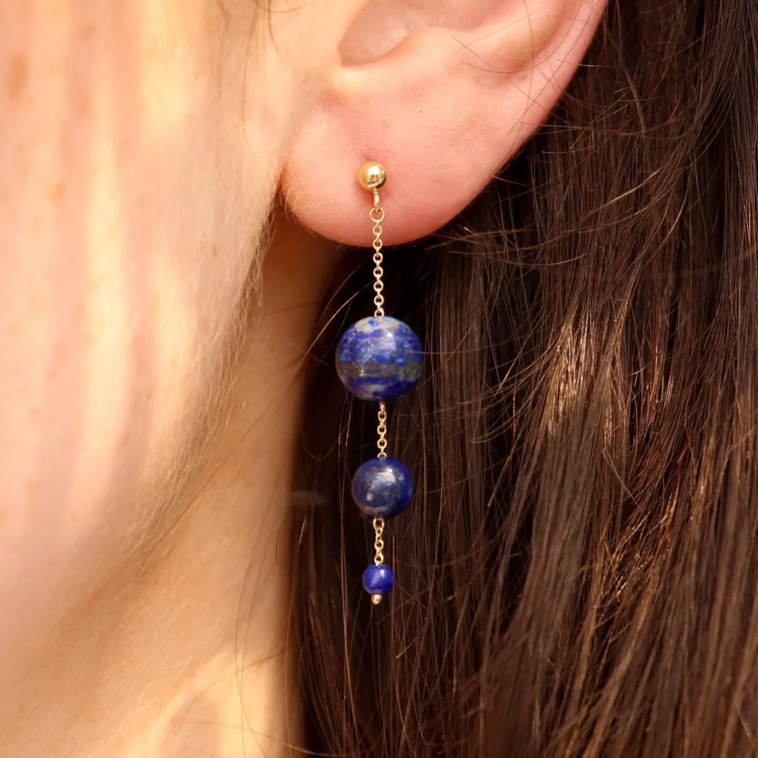 The Alkemistry Boba - 18Ct Gold, Lapis Bead Bubble Drop Earring (Pair) Cheap