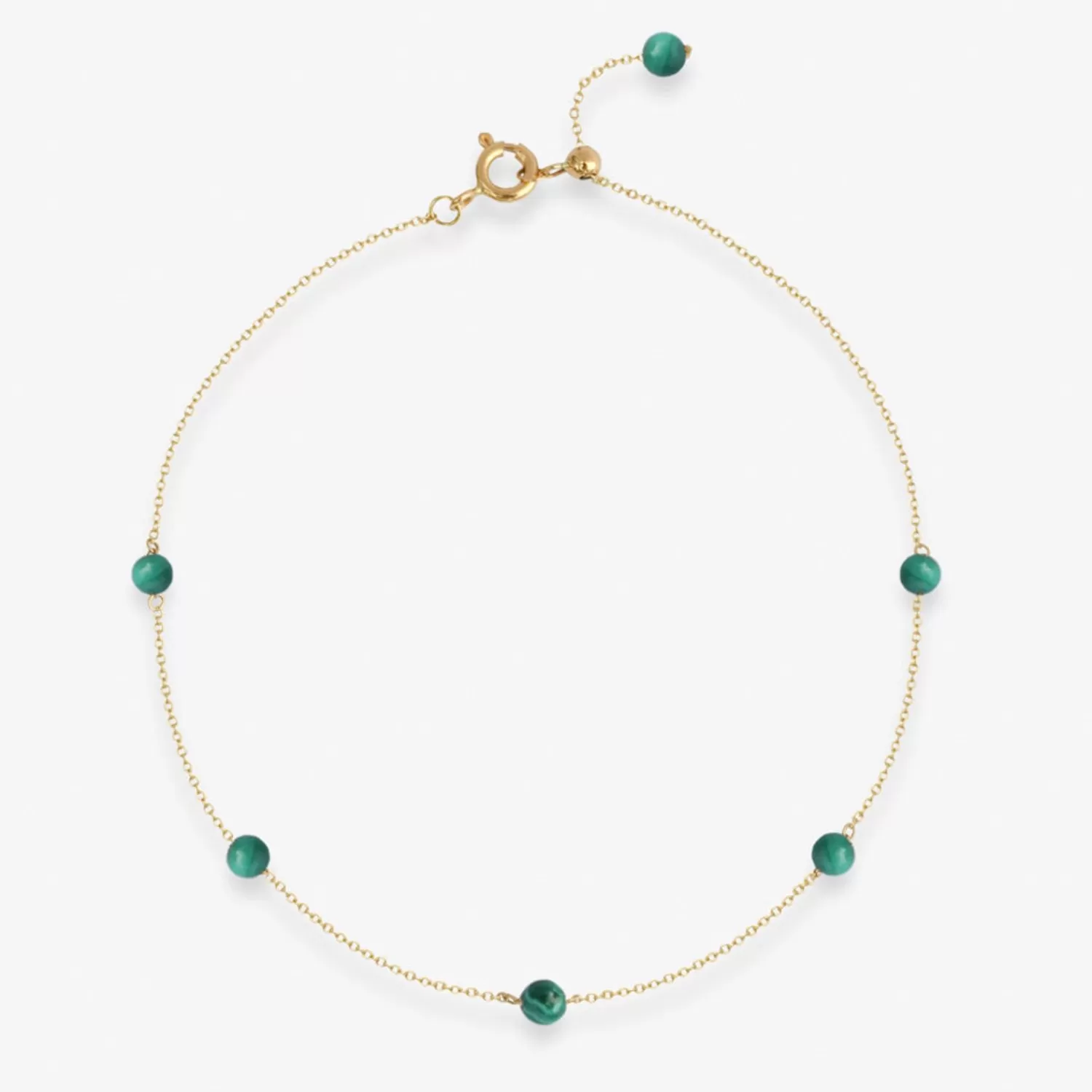 The Alkemistry Boba - 18Ct Gold, Malachite Bead And Chain Anklet Store