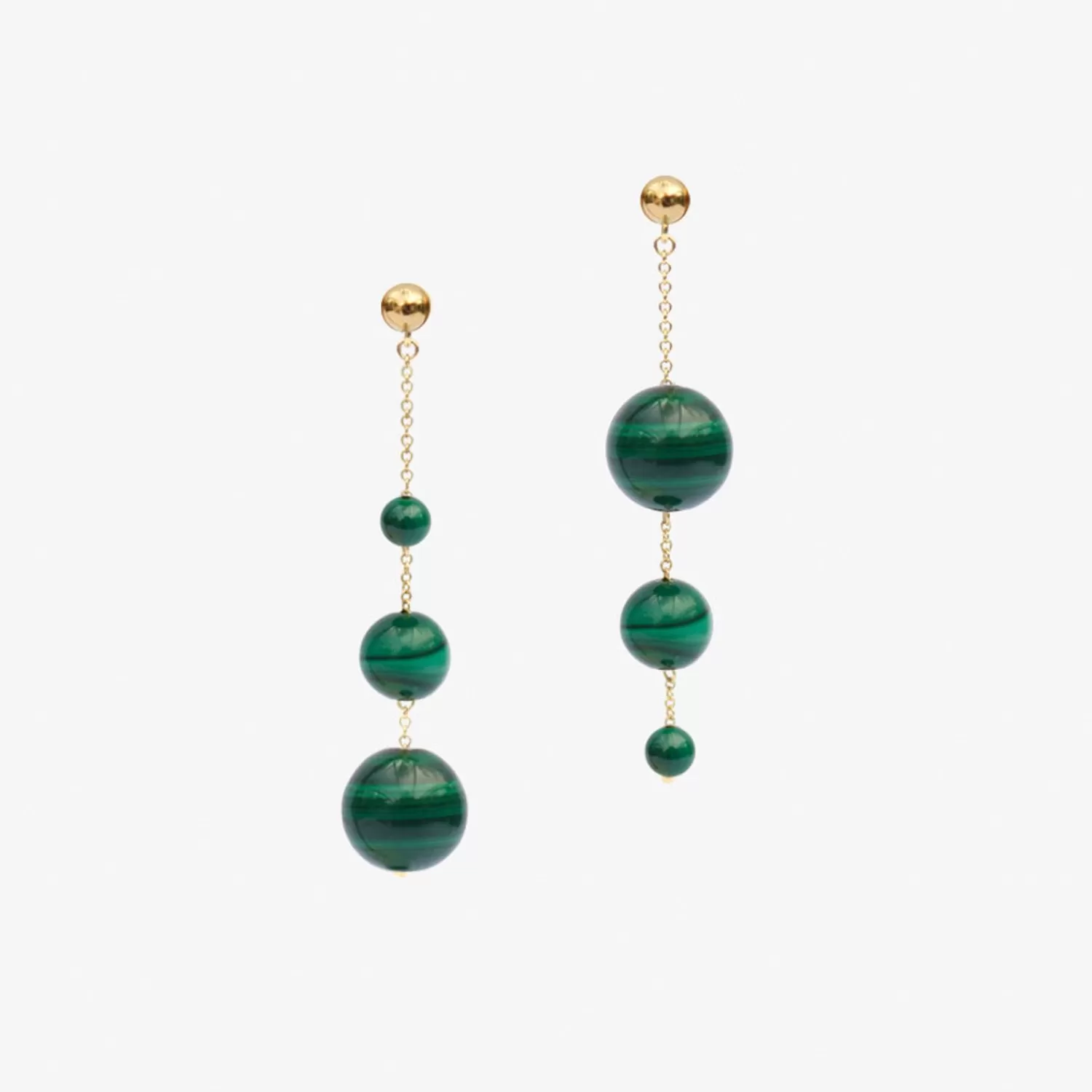 The Alkemistry Boba - 18Ct Gold, Malachite Bead Bubble Drop Earring (Pair) Clearance