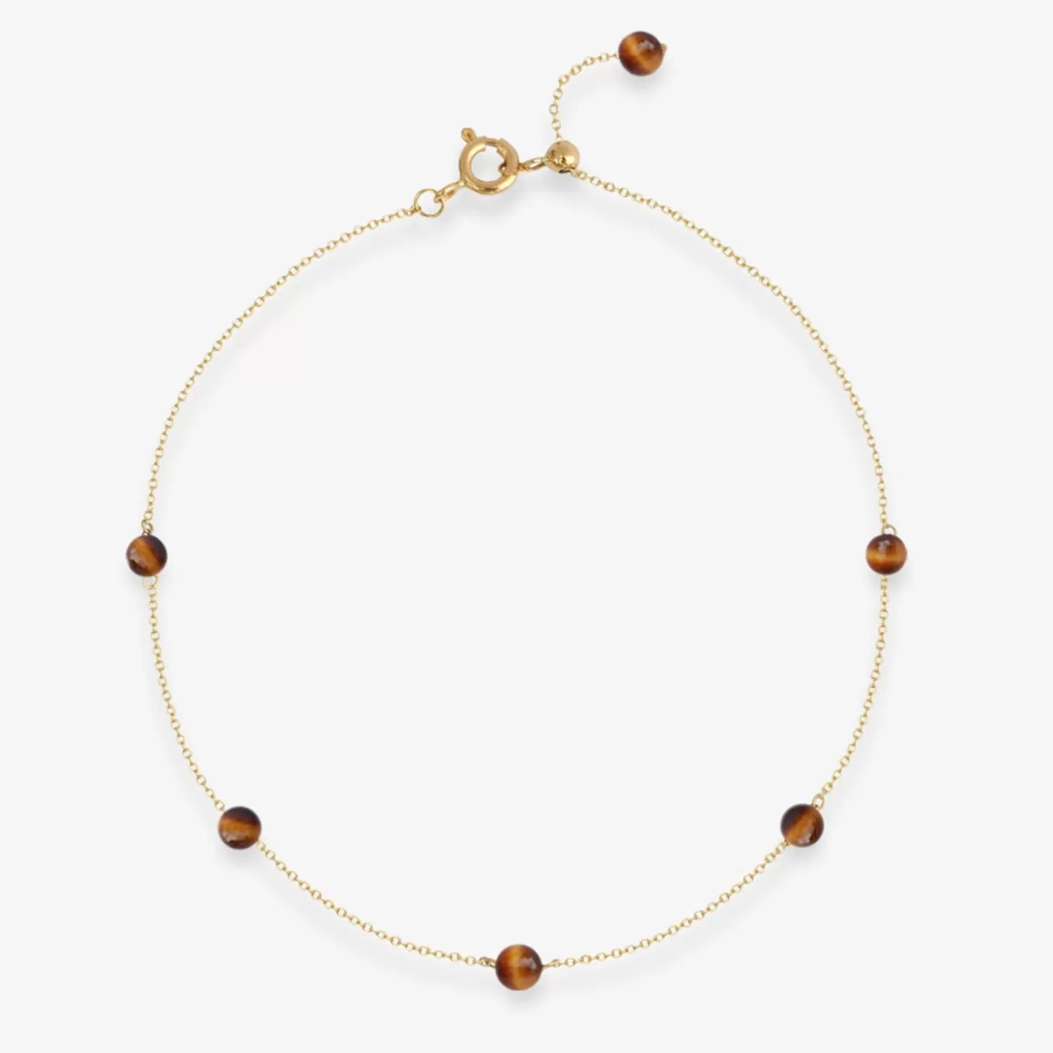 The Alkemistry Boba - 18Ct Gold, Tiger Eye Bead And Chain Anklet Clearance