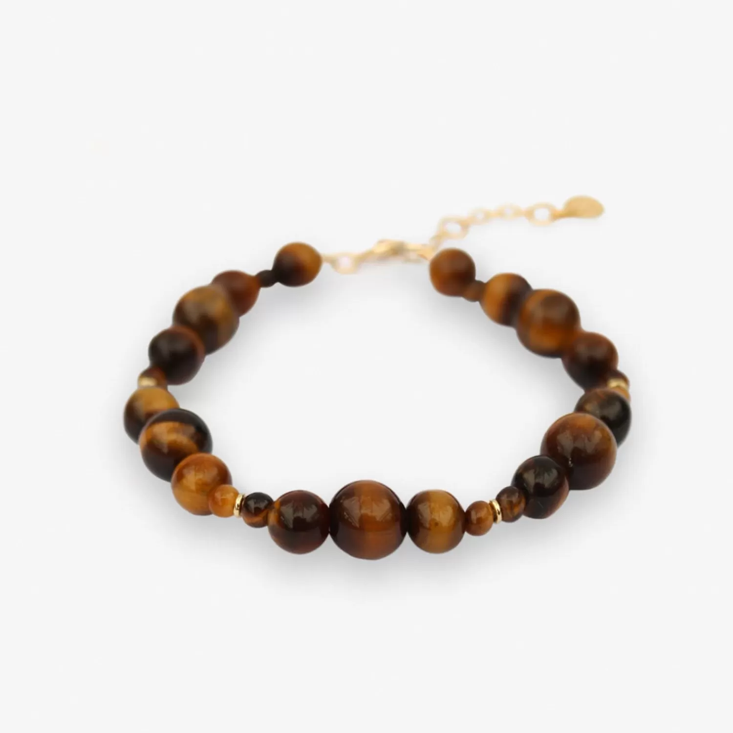 The Alkemistry Boba - 18Ct Gold, Tiger Eye Bead Bubble Bracelet New