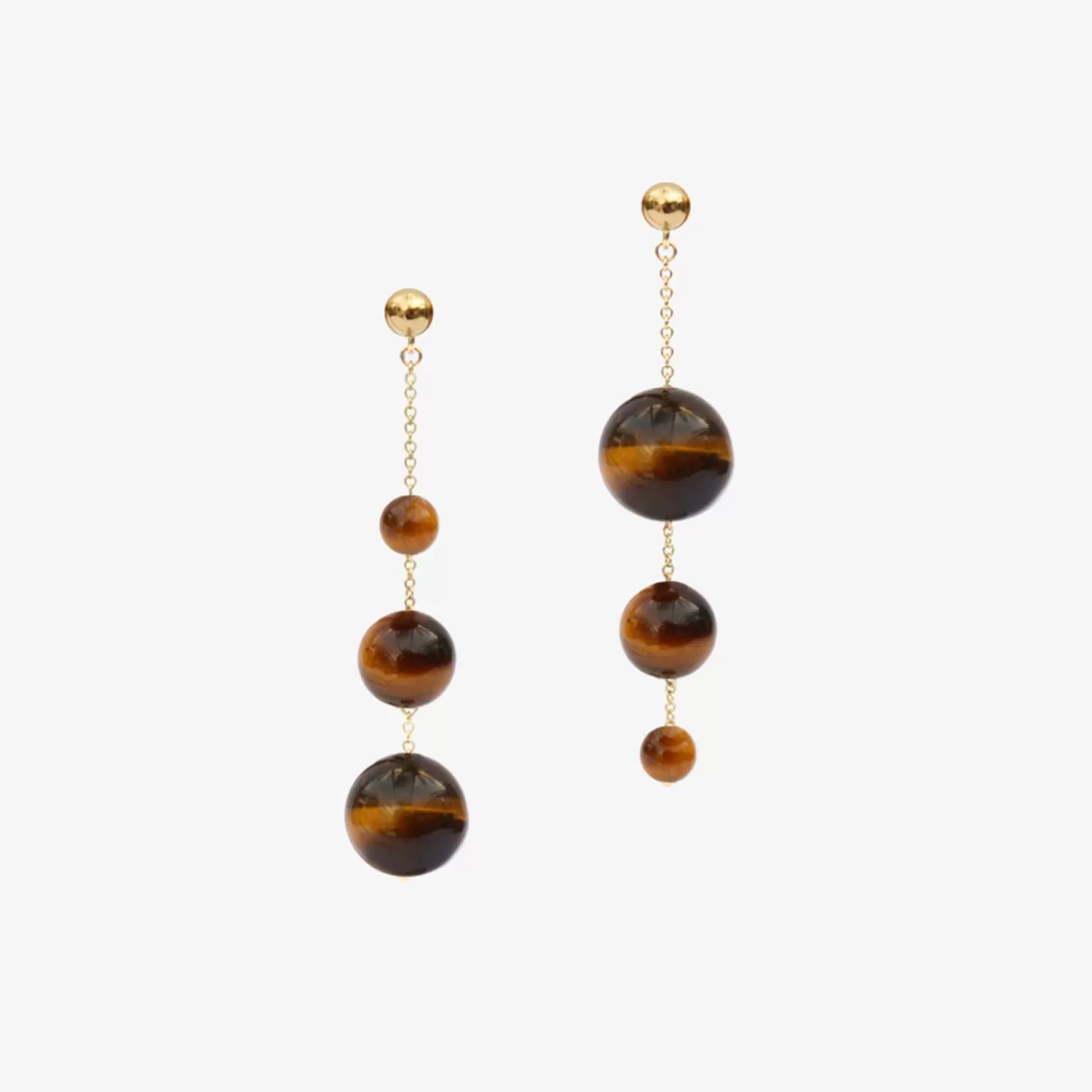 The Alkemistry Boba - 18Ct Gold, Tiger Eye Bubble Drop Earring (Pair) Flash Sale