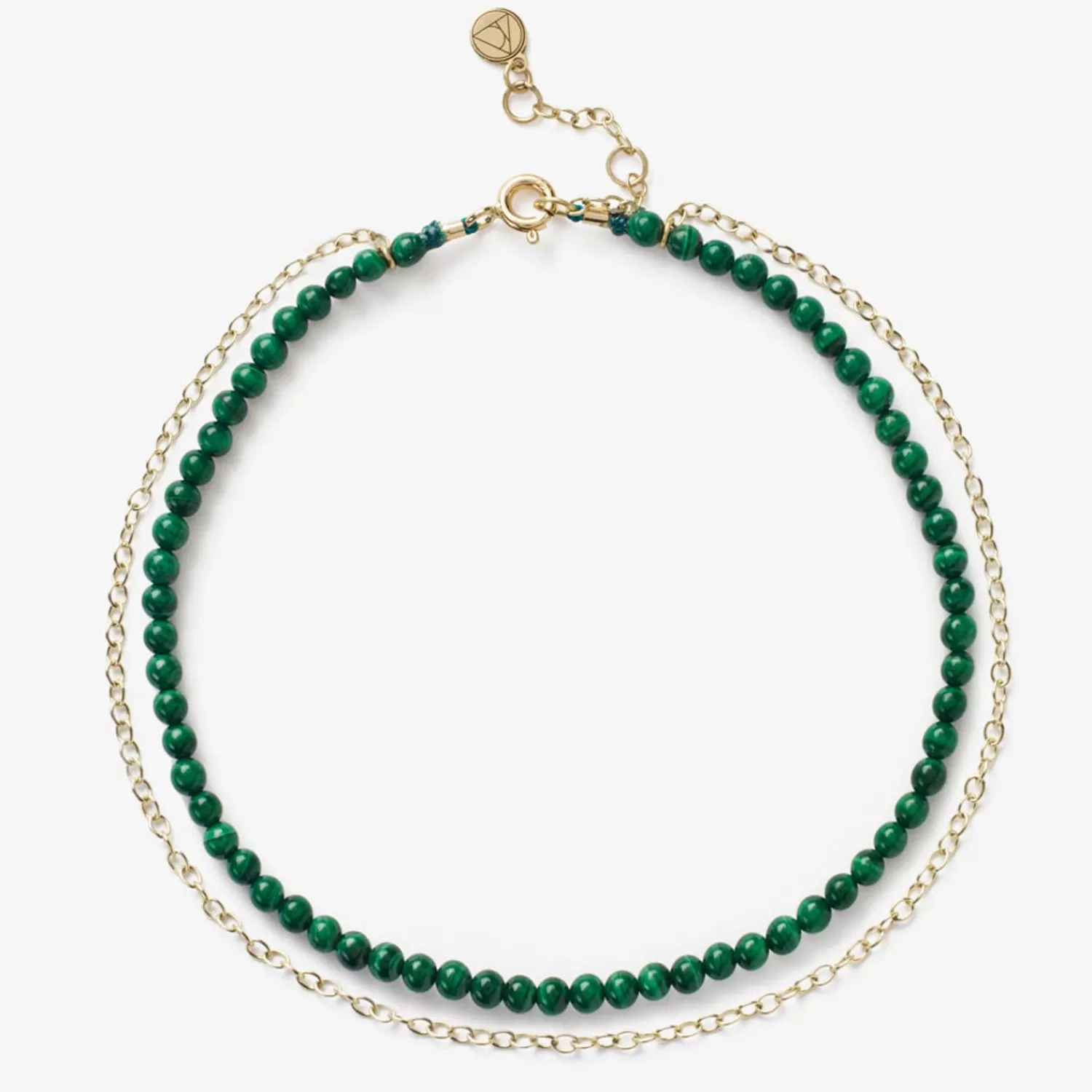 The Alkemistry Cinta - 18Ct Gold, Malachite Bead And Gold Chain Anklet New