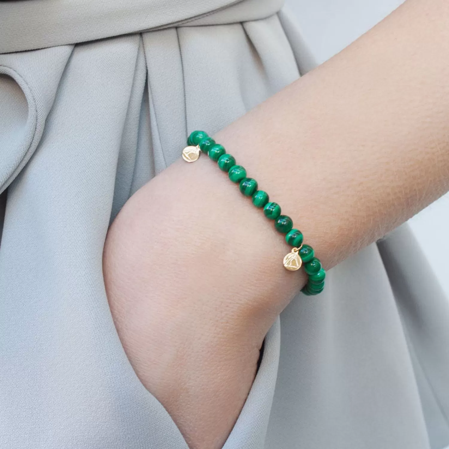 The Alkemistry Cinta - 18Ct Gold, Malachite Bead Bracelet Sale