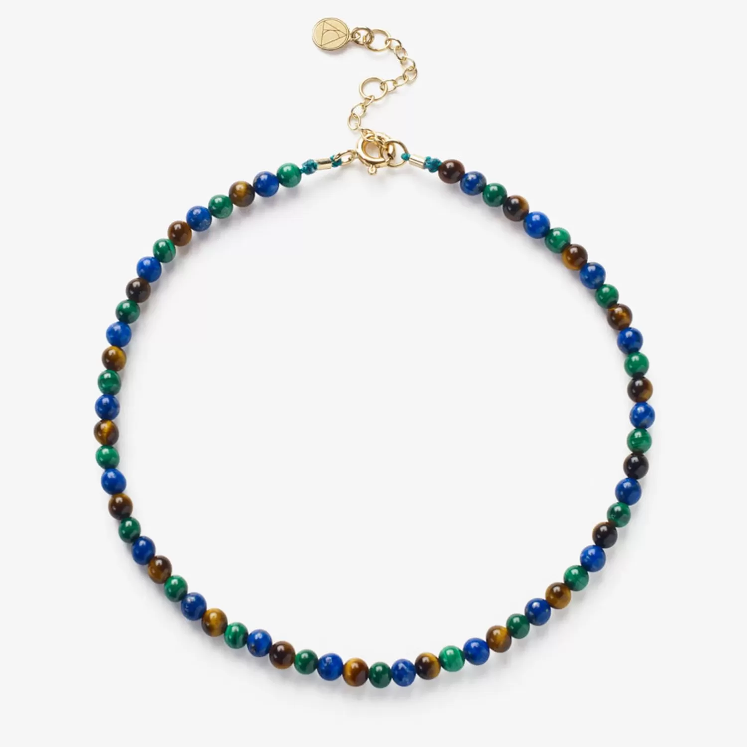 The Alkemistry Cinta - 18Ct Gold, Malachite, Lapis, Tiger Eye Bead Anklet Sale