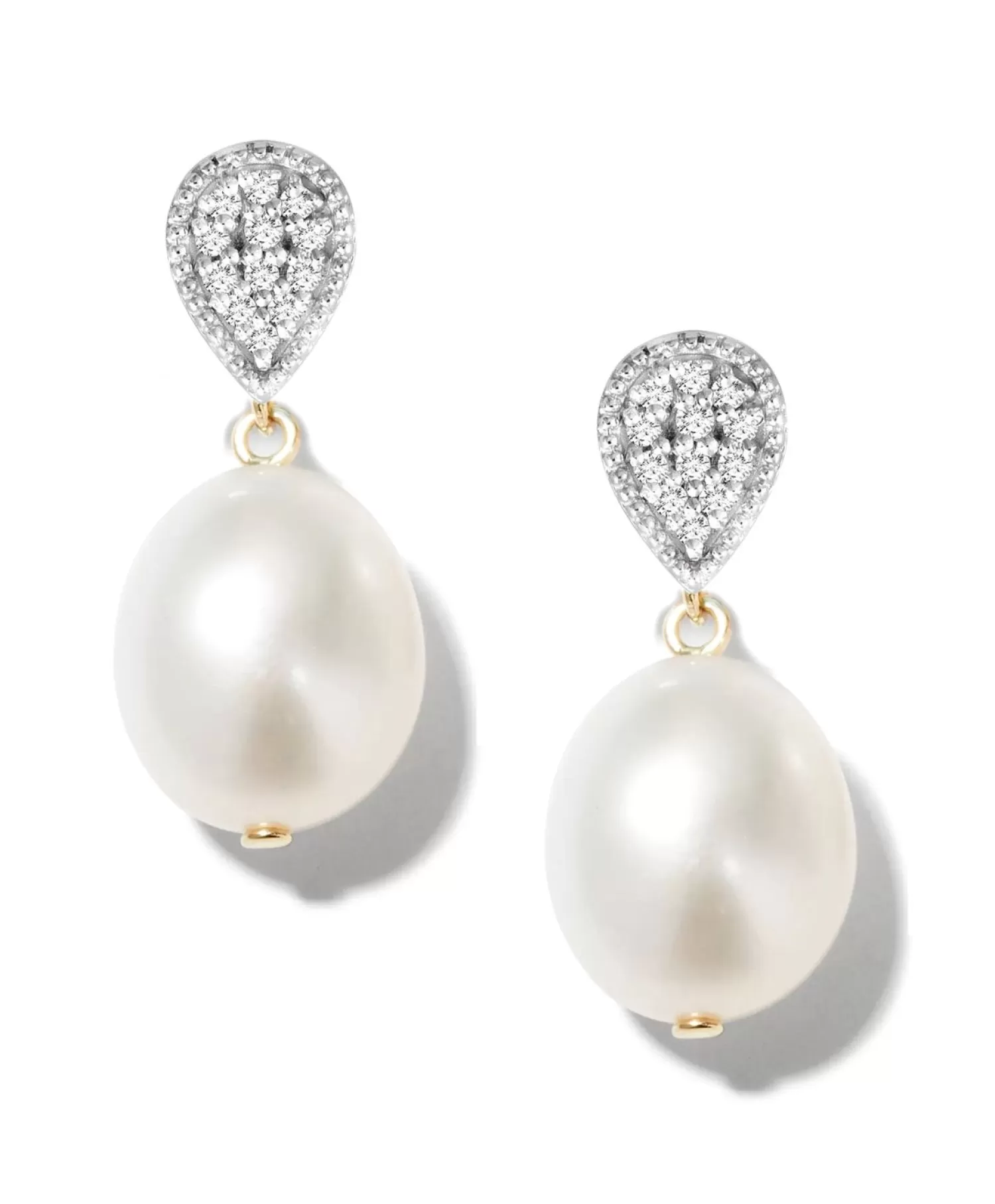 The Alkemistry Poppy Finch - 14Ct Gold, Pave Diamond Pearl Earrings (Pair) Hot