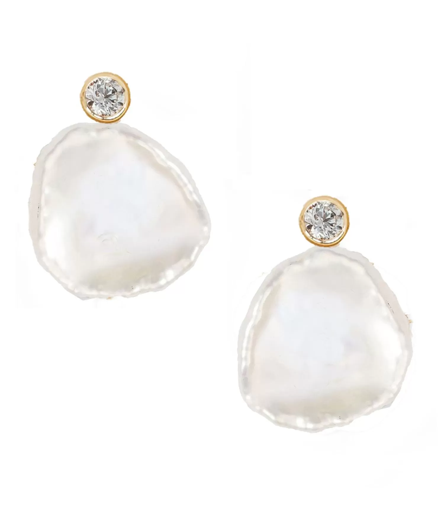 The Alkemistry Poppy Finch - 14Ct Gold, Petal Pearl Diamond Earrings (Pair) Clearance