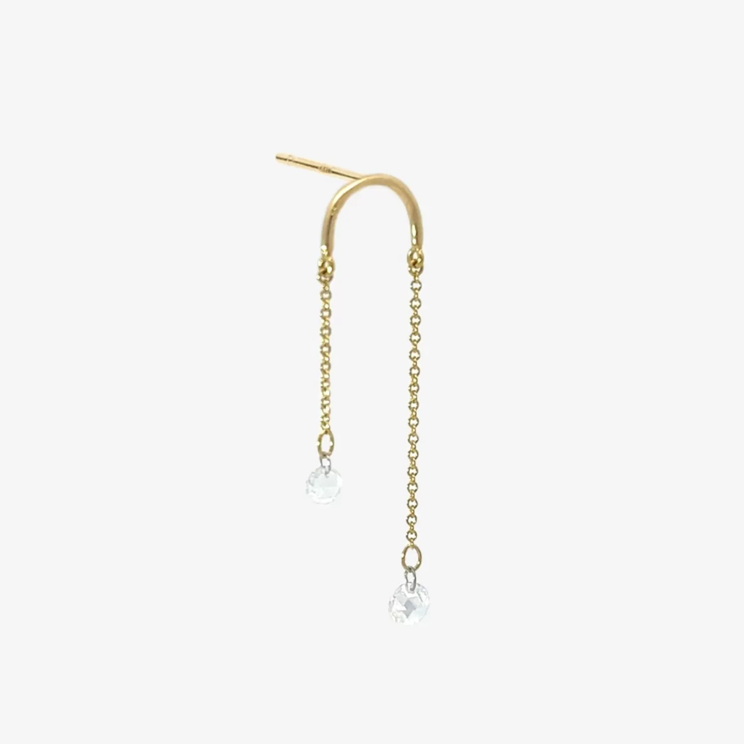 The Alkemistry Suncatcher - 18Ct Gold, Asymmetric Double Diamond Drop Earring (Single) Discount