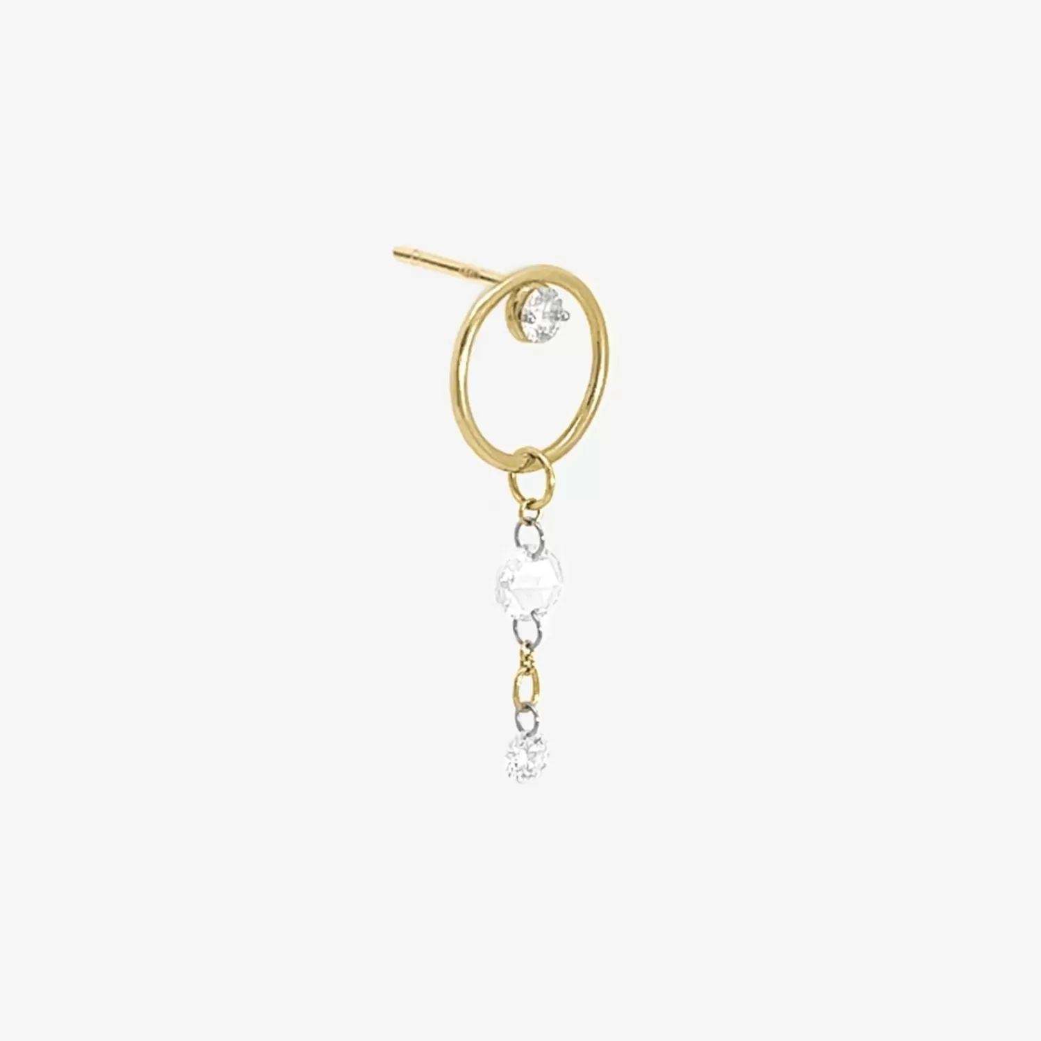 The Alkemistry Suncatcher - 18Ct Gold, Double Diamond Drop Earring (Single) Discount