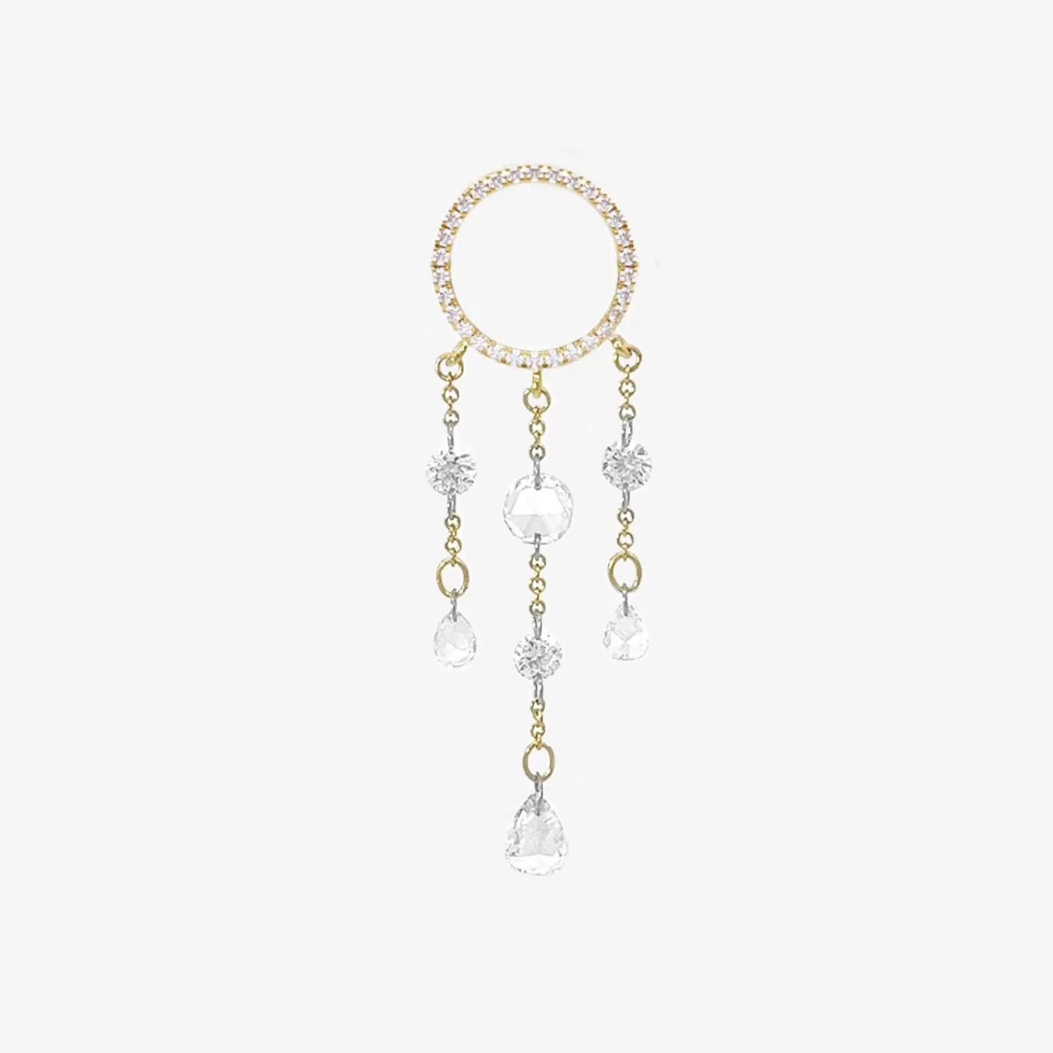 The Alkemistry Suncatcher - 18Ct Gold, Large Diamond Pave Chandelier Earring (Single) Cheap