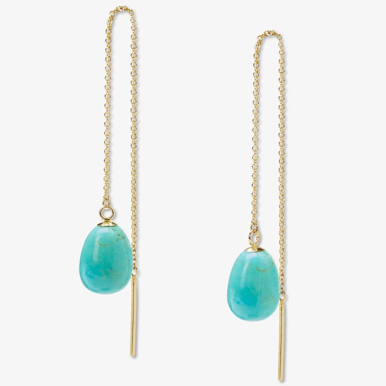 The Alkemistry Vianna - 18Ct Gold, Large Turquoise Threader Earrings (Pair) Outlet