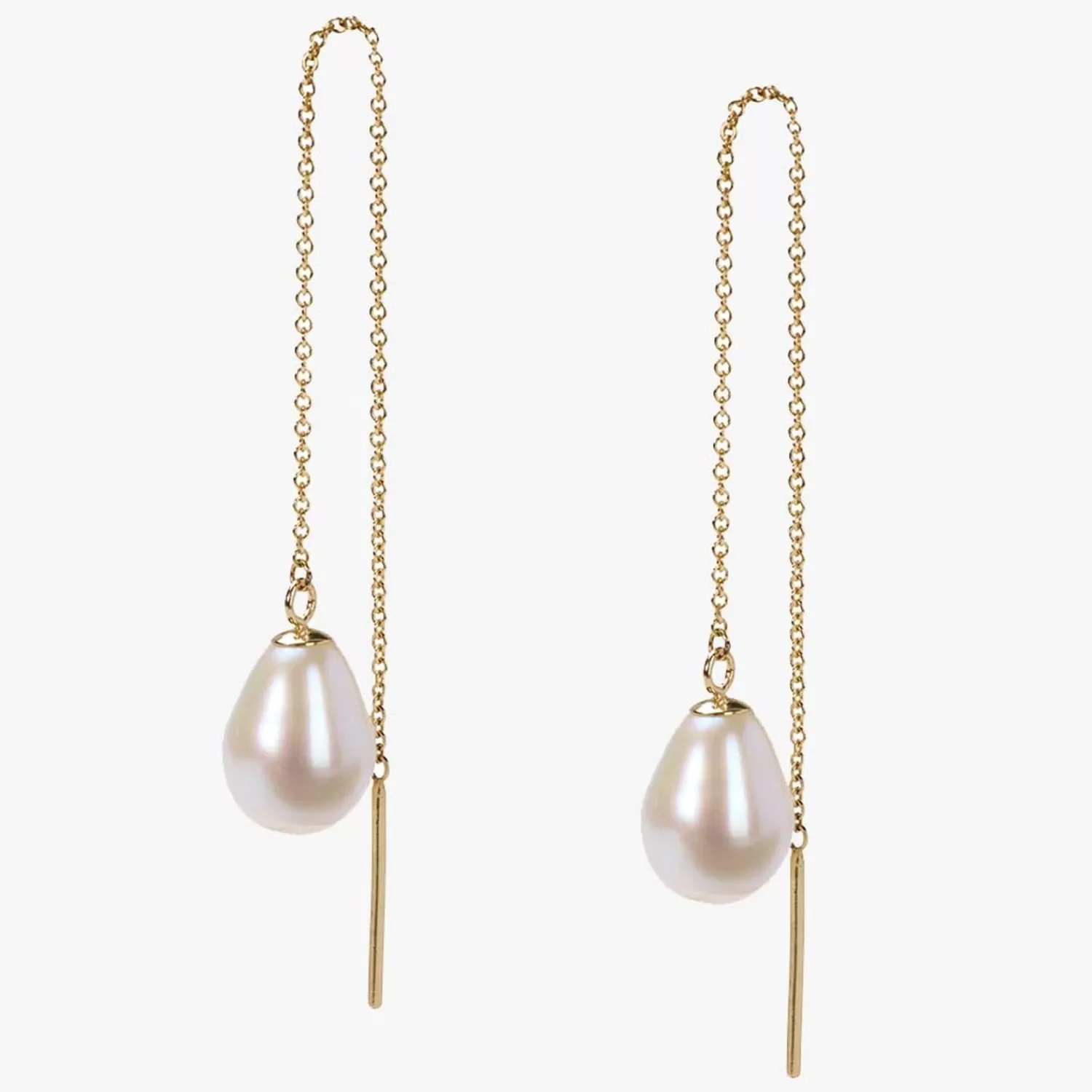 The Alkemistry Vianna - 18Ct Gold, Large White Pearl Threader Earrings (Pair) Fashion