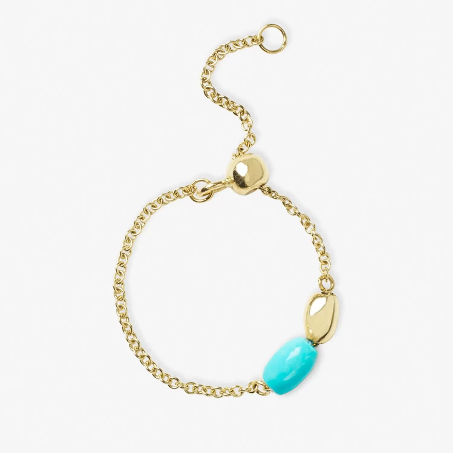 The Alkemistry Vianna - 18Ct Gold, Turquoise And Gold Bead Chain Ring Store